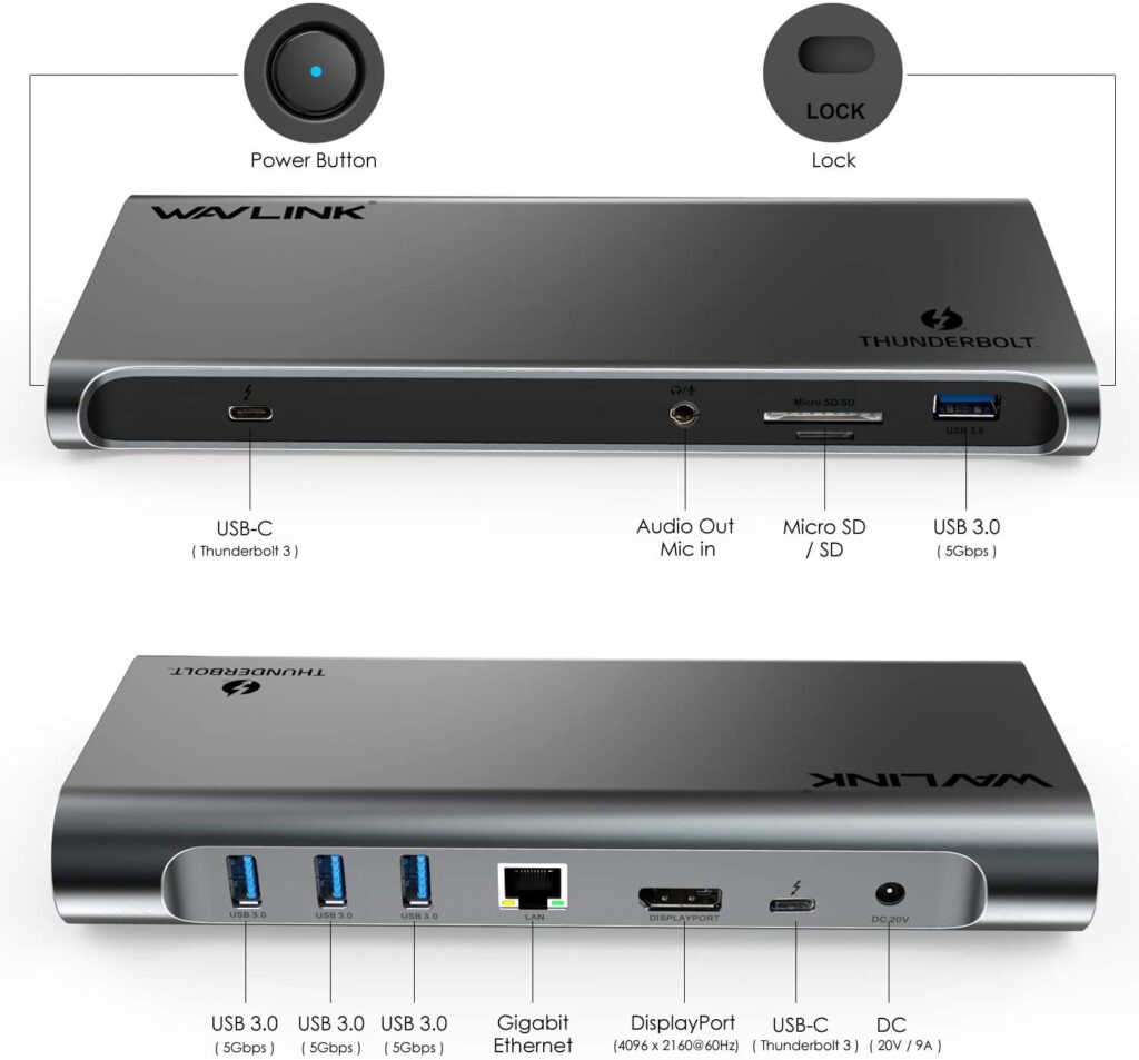 ایستگاه اتصال Wavlink Thunderbolt 3