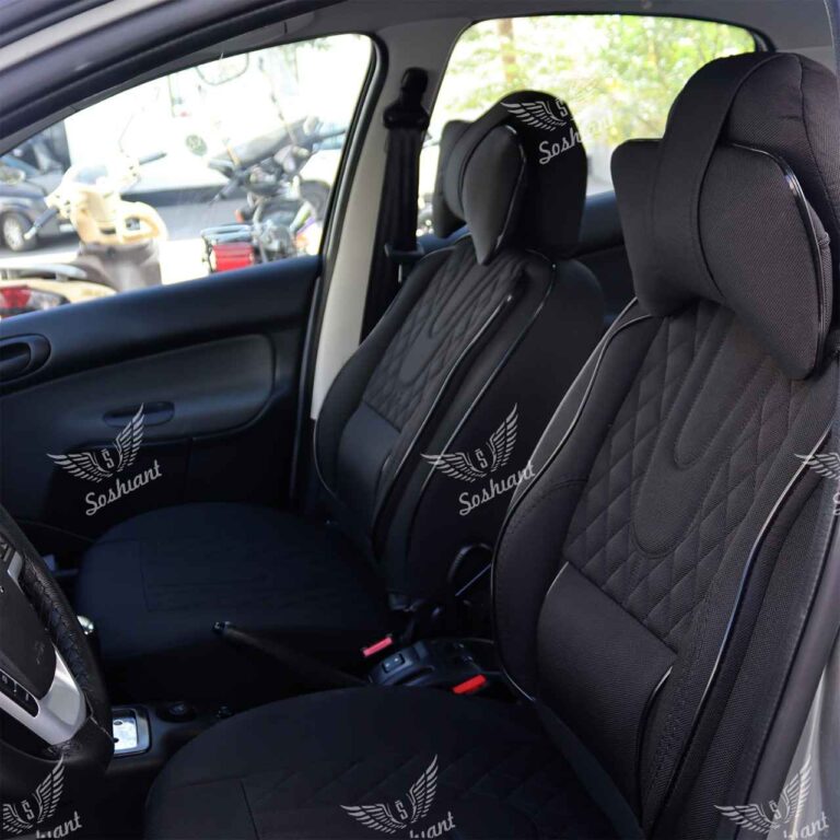 روکش صندلی جنس جودون مدل AUDI مناسب برای تیبا یک و ساینا به همراه پشت گردنی و باکس و دورفرمان