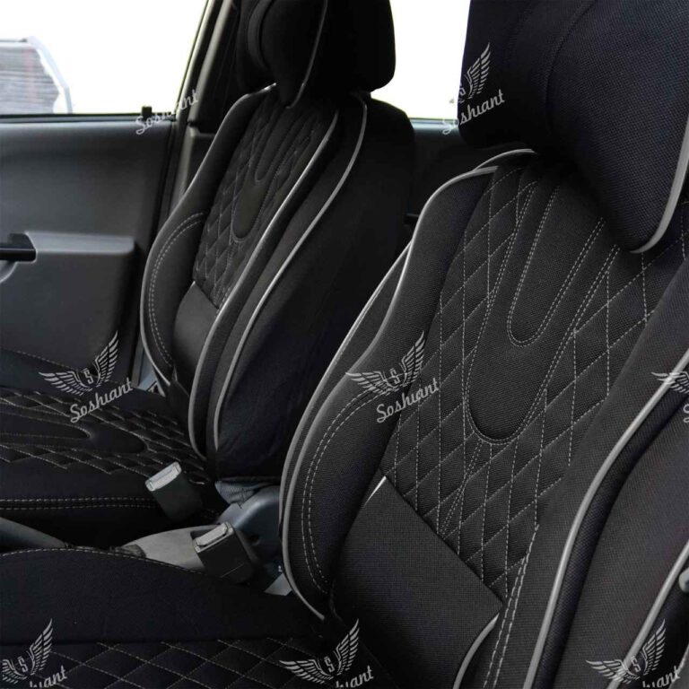 روکش صندلی جنس جودون مدل AUDI مناسب برای تیبا یک و ساینا به همراه پشت گردنی و باکس و دورفرمان