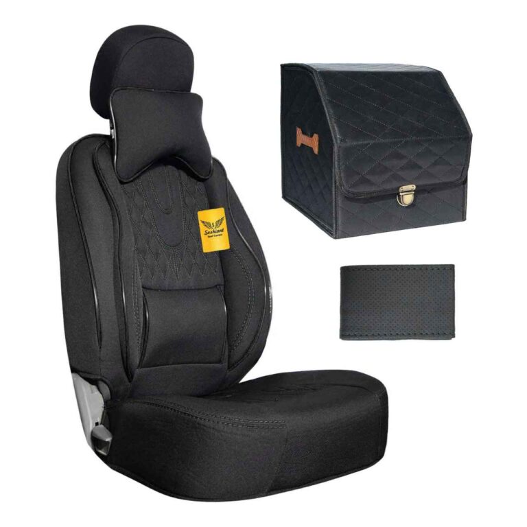 روکش صندلی جنس جودون مدل AUDI مناسب برای تیبا یک و ساینا به همراه پشت گردنی و باکس و دورفرمان