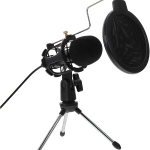 میکروفون کندانسر حرفه‌ای با سه‌پایه، شاک مونت و فیلتر صدا